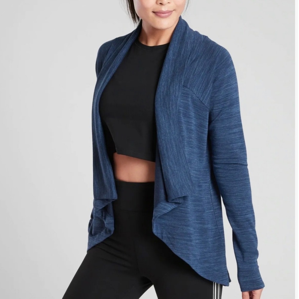 Athleta Nirvana Wear Two Ways Wrap Blue Marble Heather XSP Extra Small Petite